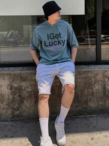 DAZY Men's Summer Casual Slogan Print T-Shirt - Blue - View 7