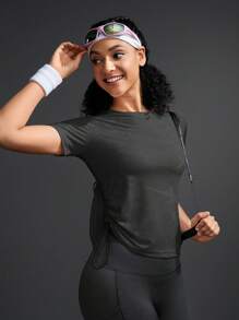 Powerista Active Gym 图案短款 T 恤衫 - 黑色 - 查看 4