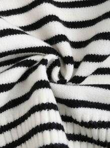 SHEIN X PERLA SHEIN Unity 女士撞色条纹连帽开衫 - 黑與白 - 查看 4