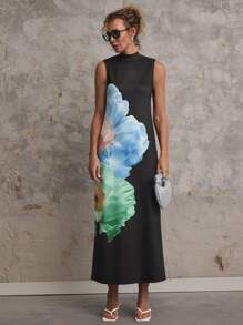 SHEIN Unity Women's Sleeveless Long Floral Print Party Gala Cocktail Dress - Multicolor - View 4