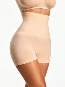 SHAPORA Women's Solid Color High-Waist Shaping Bodysuit Bottom - Apricot - View 1