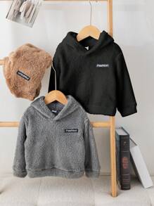 3pcs/Set Baby Boy Cute Fleece Sweatshirt Set, White And Khaki,In Fall/Winter - Multicolor - View 9