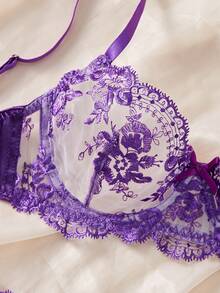 2 件套女士性感紫色内衣套装 - 紫色 - 查看 5