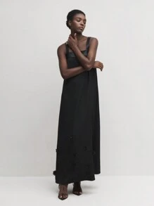 BizChic Robe d'été ample à bretelles pour femmes, unicolore et droite - Noir - Voir 6