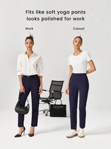 GLOWMODE Quần công sở co giãn ôm vừa vặn chống nhăn hàng ngày - Màu xanh lam - Xem 2