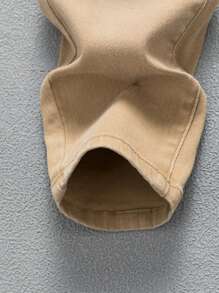 SHEIN TWEEN BOY 百搭休闲现代街头风格猫须破洞可调节腰部 5 口袋弹力牛仔裤，四季百搭时尚牛仔裤 - 卡其色 - 查看 8