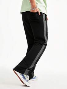 Manfinity VCAY Men's Loose Fit Applique Embroidery Knit Sweatpants - Black - View 2