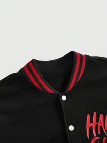 Harley Quinn | ROMWE Oversized Women Jacket With Front And Back  Joker Graphic Prints - Black - View 3