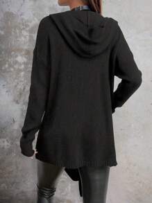 Chiquease 女式休闲不对称万圣节前开襟羊毛衫 - 深灰色 - 查看 2