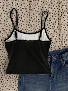 SHEIN Vintage Heart And Wings Graphic Casual Tight Camisole Tank Top For Teen Girls, Summer Wear