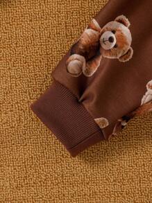 男婴/女婴 2 件套服装：棕色长袖熊印花上衣和裤子，秋冬 - 彩色 - 查看 7