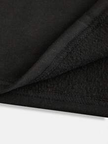 SHEIN Tween Tween Girl Black Short Spliced ​​Loose Knitted Hooded Sweatshirt For Girls, Comfortable And Warm Spliced ​​Halloween Digital Print With Colorful English Letters Outdoor Fashion Sports Top Pumpkin Candy Cat Black And White Plaid Digital Print Outdoor Fashion Sports Campus Street Outdoor Festival Sweatshirt Top Long-Sleeved Hooded - Black - View 5