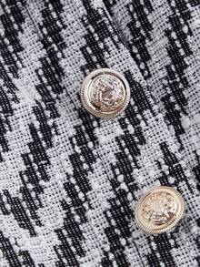 SHEIN MOD 春秋优雅挂脖系带波浪条纹阔腿黑白连体裤,秋冬连体裤,优雅连体裤,,感恩节 - 黑與白 - 查看 4