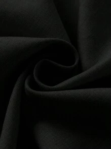 SHEIN Clasi Áo khoác dài tay cài nút viền bất đối xứng màu trơn cỡ lớn cho nữ, mùa xuân thu có túi - màu đen - Xem 7