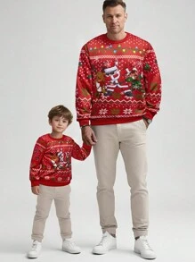 Manfinity Áo nỉ cổ tròn dài tay in hình Giáng sinh thoải mái thường ngày cho nam - Nhiều màu - Xem 3