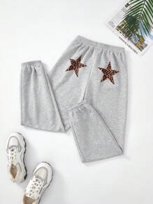SHEIN Tween Girls' Solid Color Knit Jogger Pants, Streetwear Style - Light Grey - View 7