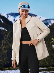 In My Nature 女士户外连帽抽绳风衣夹克 - 杏色 - 查看 11