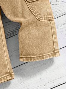 SHEIN Baby Girls' Y2K Pink Loose Straight-Leg Denim Pants,Baby Girl Fall Clothes,Fall Back To School Cute  Jeans Clothes Outfits