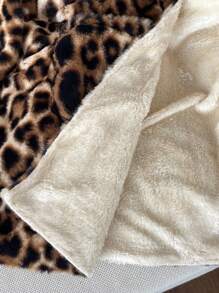 Muchica Reversible Leopard Print Fluffy Hooded Regular Jacket For Women - Multicolor - View 7