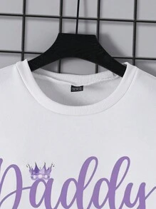 男士休闲圆领字母与卡通印花长袖运动衫