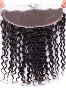 1pc Transparent Lace 13 X 4 Lace Frontal Deep Wave Human Hair Natural Black Color 150% Density 10-20 Inch Lace Frontal Human Hair Extension Ear To Ear Lace Frontal Pre Plucked With Baby Hair For Women