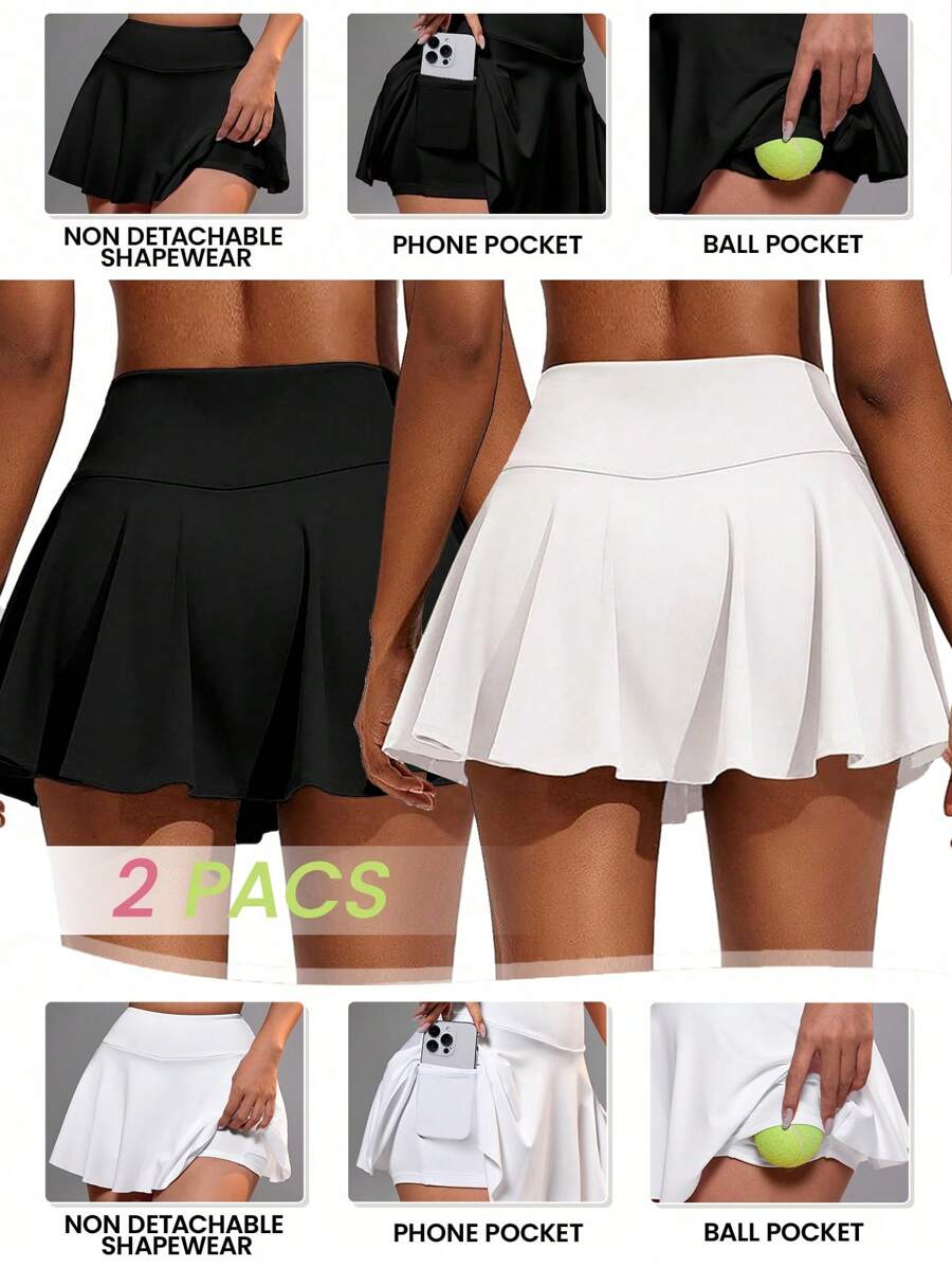 Easithlete 女士网球/羽毛球/瑜伽/健身跑步裙带口袋运动裙 - 彩色 - 查看 1