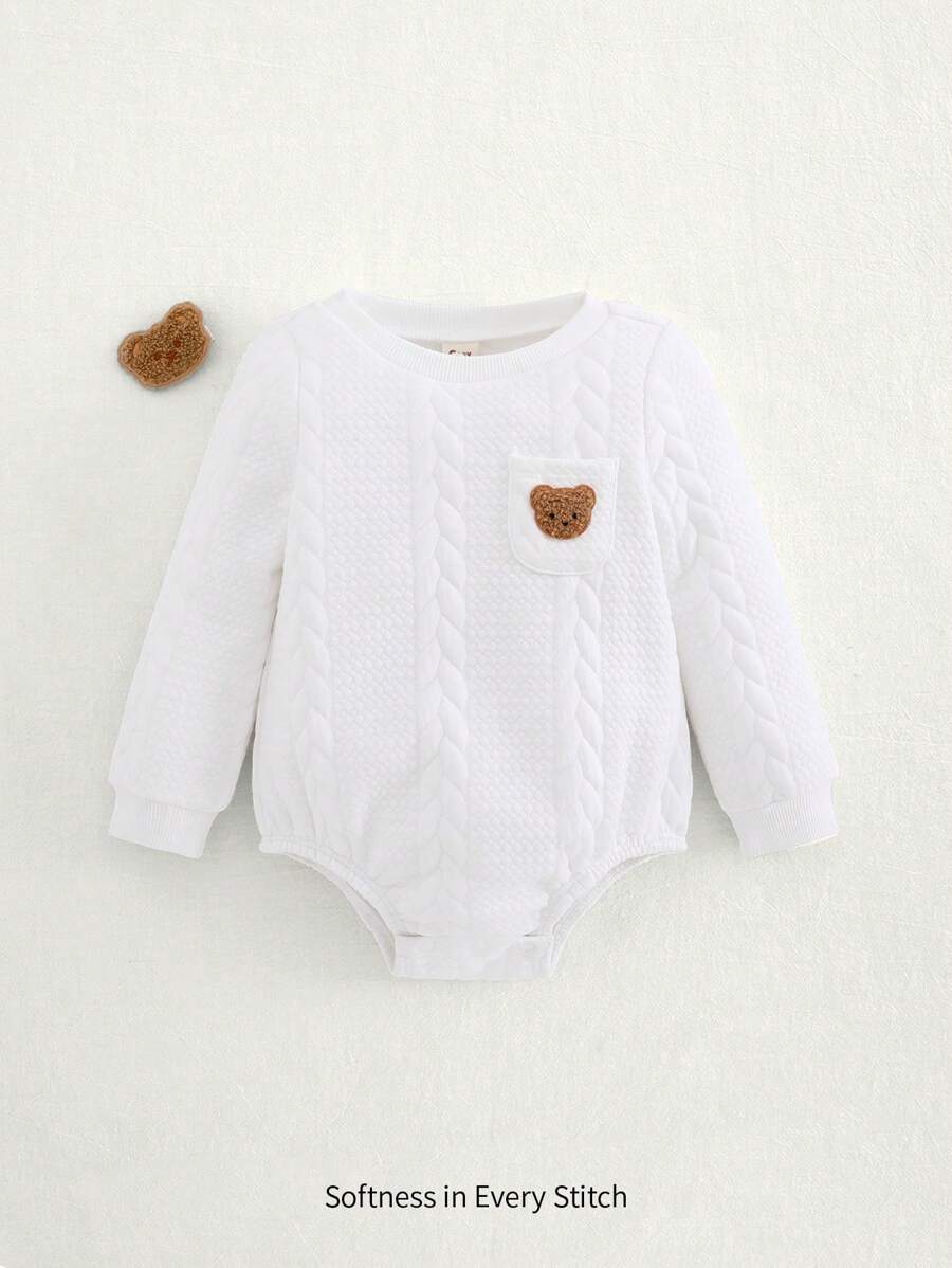 Cozy Pixies Baju Bayi Perempuan Lengan Panjang Ringan dengan Motif Beruang Lucu - Putih - View 1