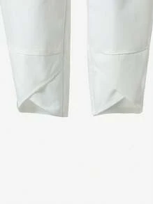 SHEIN LUNE 女款不对称下摆阔腿裤 - 白色 - 查看 3