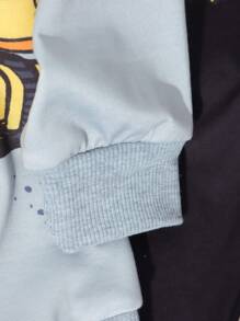 SHEIN 男童 2 件儿童休闲挖掘机印花运动衫和裤子套装，秋季 - 彩色 - 查看 5