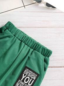 SHEIN 2pcs Young Girl Fashion Knit Sporty Set, Autumn New Casual Fitted Tracksuit - Dark Green - View 5