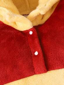 Body combinaison à capuche et manches longues en peluche et bicolore pour bébé garçon, pour porter en extérieur et en tenue décontractée, automne/hiver - Jaune citron - Voir 7