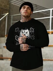 Manfinity Sport PWRUP Plus Size Men's Spring Autumn Casual Slogan Print Sports T-Shirt