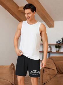 Szorty męskie z nadrukiem w litery Szorty wypoczynkowe Szorty do spania