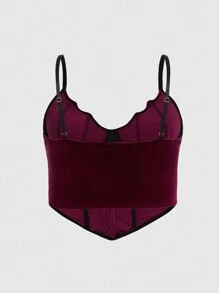 ROMWE Goth 大碼前繫帶撞色滾邊吊帶上衣