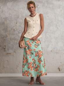 SHEIN Unity Women's Floral All-Over Print A-Line Skirt, Casual And Vacation - Multicolor - View 3