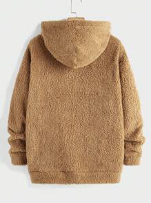 Manfinity VCAY 2pcs Men's Knitted Casual Dropped Shoulder Hooded Sweatshirt & Pants Fall Set - Brown - View 5