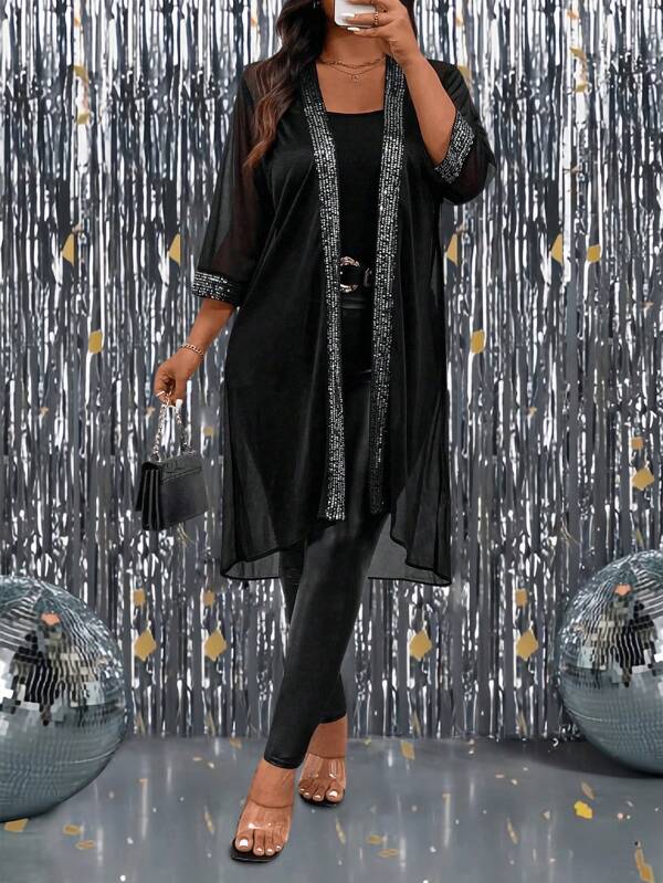 Plus Size Solid Color Stitching Mid-Length Casual Jacket