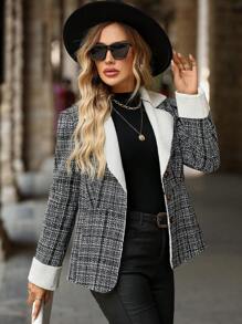 SHEIN Clasi Ladies' Plaid Warm Jacket For Winter