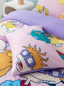 Nick 90s X SHEIN Cartoon Print Reversible Duvet Cover Set
