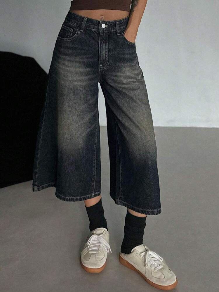 Women's Pocketed Wide Leg Loose Casual Short Jeans,Baggy Jeans Denim Shorts Low Rise Jeans Jorts