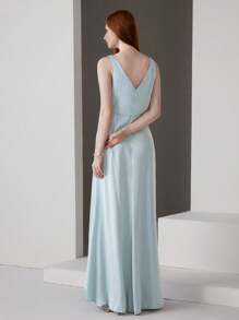 Modelyn 女式素色簡約日常伴娘禮服（成人） - 薄荷綠 - 查看 2