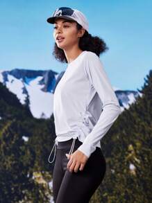 In My Nature In My Nature Outdoor High Elastic Soft Drawstring Women Long Sleeve Purple Top T-Shirt For City Commuting, Camping And Hiking