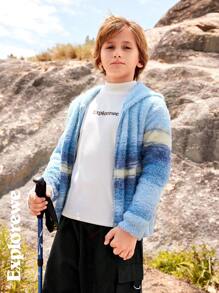 SHEIN Tween Boy 长袖拉链连帽印花户外毛衣 - 彩色 - 查看 7