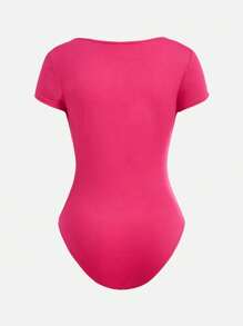 SHEIN Bộ 2 bộ đồ liền thân tay ngắn cổ vuông đơn giản dành cho bé gái tuổi teen - Màu Hồng Tươi - Xem 8