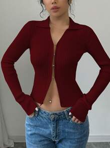 Selianne 女士纯色高领喇叭袖修身开衫、冬季秋季服装、长袖上衣