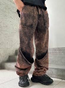 Manfinity EMRG Men's Fashion Washed Straight-Leg Jeans - Multicolor - View 4