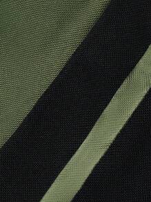 Manfinity Homme 男士休闲宽松撞色长袖 Polo 衫，春秋 - 軍綠色 - 查看 4