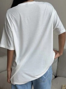 STROM NIGHT Áo thun tay ngắn cổ tròn họa tiết đôi môi, miệng, ngôi sao, biểu tượng, hip hop, punk, y2k, phong cách đường phố dành cho nữ - trắng - Xem 2