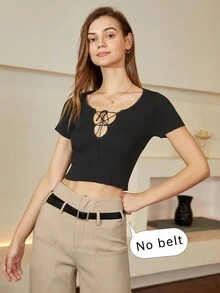 SHEIN Black Friday x Star Picks Women High Waisted Solid Straight Leg Casual Pants, Old Money Style, Business Casual, Spring/Summer - Khaki - View 5