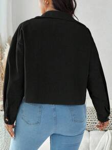 SHEIN LUNE Chaqueta informal de talla grande de unicolor con botones frontales, bolsillo falso y diseño simple para atuendo de vacaciones